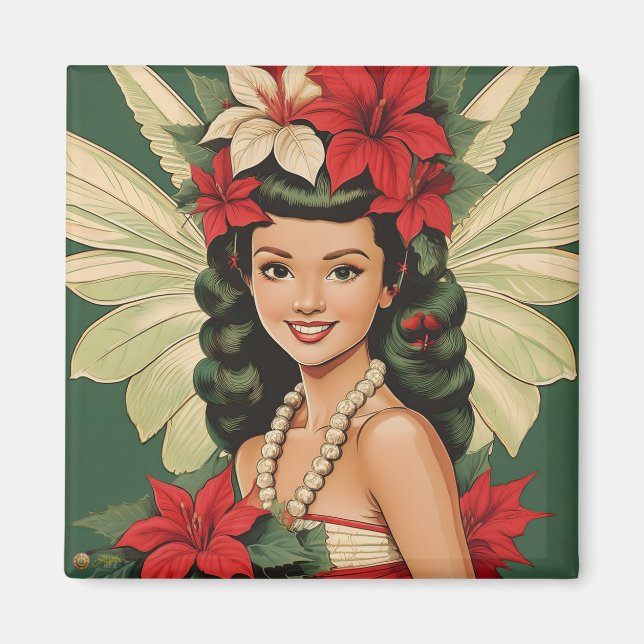 Aimant Retro les années 50 Tropical Christmas Princesse (Devant)