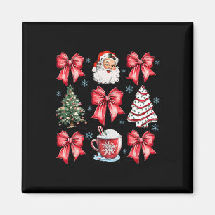 Aimant Retro Noël Coquette Bow Père Noël Coffee Cake Hol