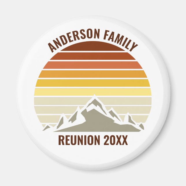 Aimant Retro personnalisé Sunset Mountain Reunion Famille (Devant)