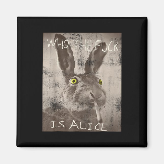 Aimant Rétro Qui Est Alice Drôle Lapin (Devant)