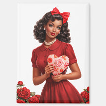 Retro Romantic Lady Art, Classic 1950s Style
