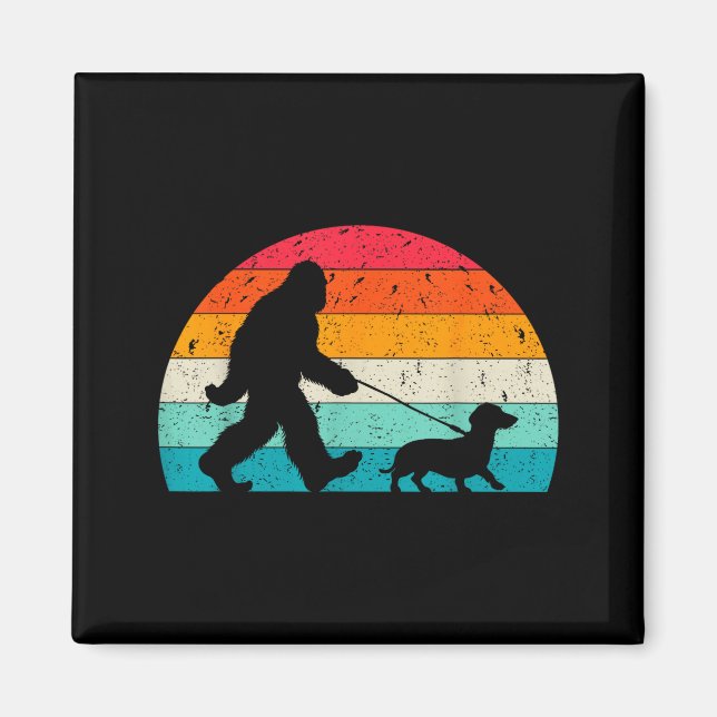 Aimant Retro Sasquatch Lover Doxie Wiener Dog Walker Bigf (Devant)