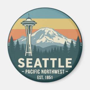 Aimant Rétro Seattle Pacific Northwest Mt. Rainier