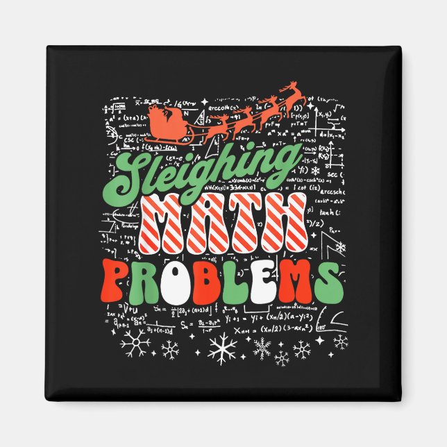 Aimant Retro Sleighing Math Problems Santa Math Teacher C (Devant)