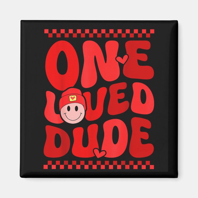 Aimant Retro Smile Face One Loved Dude Valentines Day Men (Devant)