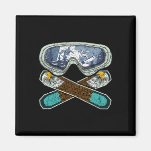 Aimant Retro Snowboard Goggets Aigle Snowboarder Snowb