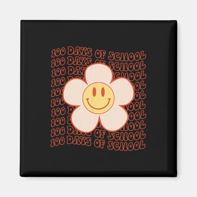 Aimant Retro Super Joyeux Visage 100 Jours De Mignonne D' (Devant)