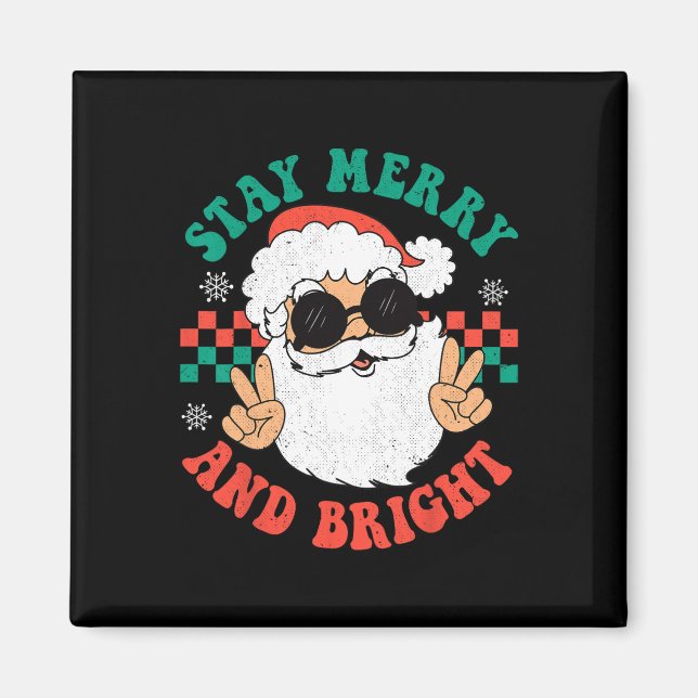 Aimant Retro Super Noël Joyeux Restez lumineux Hippie Sa (Devant)