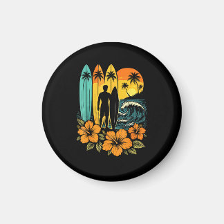 Aimant Retro Surf Beach Sunset Tropical