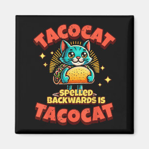 Aimant Rétro Tacocat Écrit à l'Envers est Taco Chat Migno