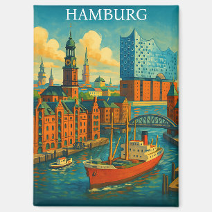Aimant Rétro vintage Hambourg Allemagne Elbphilharmonie