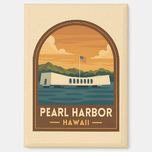 Aimant Retro Voyage Pearl Harbor Mémorial Hawaii