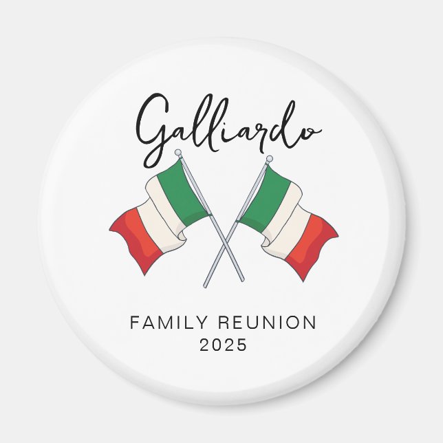 Aimant Réunion de famille au drapeau italien  (Devant)