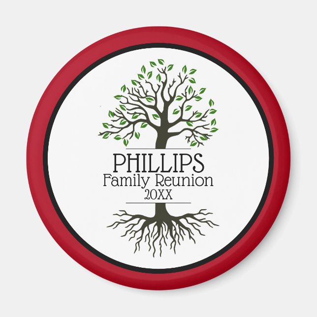 Aimant Réunion familiale de l'arbre généalogique rouge fo (Devant)