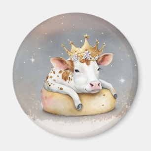 Aimant Rêve de vache royale sur le trône de fromage