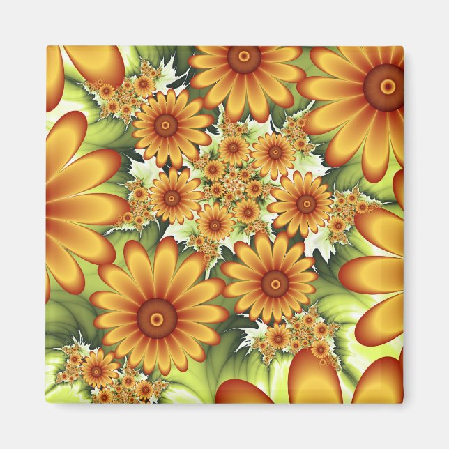 Aimant Rêve Floral, Art Fractal Moderne Abstrait Fleur (Devant)