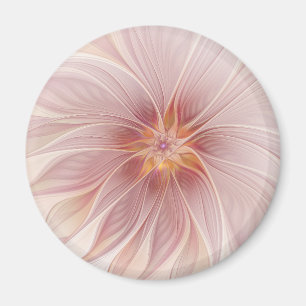 Aimant Rêve floral rose doux Fleur d'art fractal Abstrait