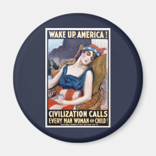 Aimant Réveillez-vous, Amérique ! Art patriotique vintage