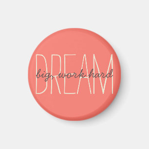 Aimant Rêvez grand Inspirant Corail & Crème Citation Scri