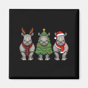 Aimant Rhinocéros Noël Rétro Père Noël Safari Animal