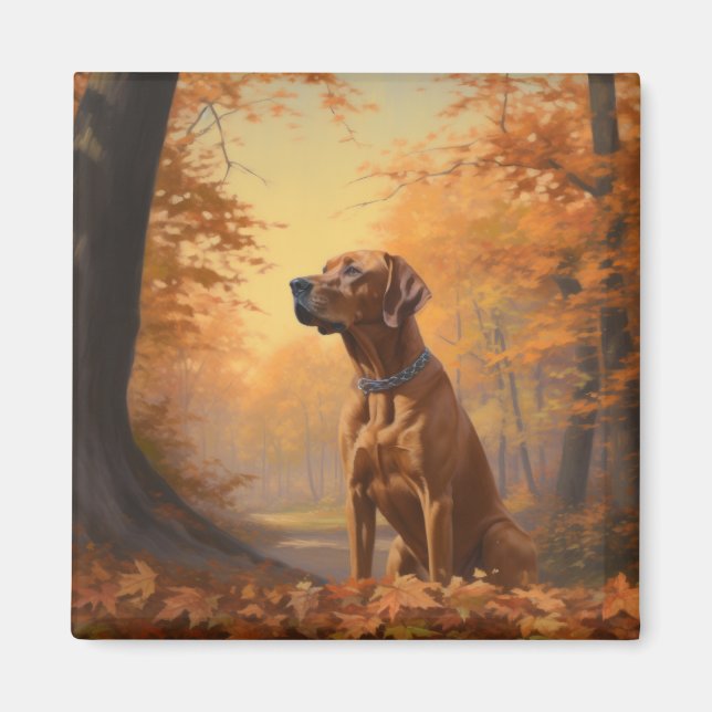 Aimant Rhodesian Ridgeback à l'automne Feuilles automne I (Devant)