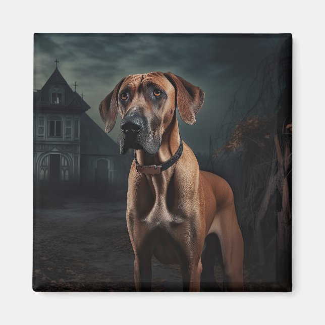 Aimant Rhodesian Ridgeback Halloween effrayant (Devant)