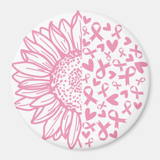Aimant Ribbon rose Conscience du cancer du sein Tournesol (Devant)