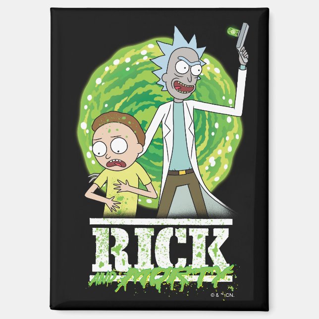 Aimant RICK ET MORTY™ | Vert Splash (Recto)