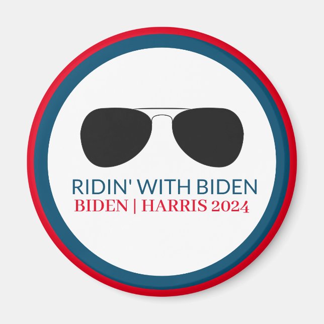 Aimant Ridin' avec lunettes Biden Aviator 2024 (Devant)