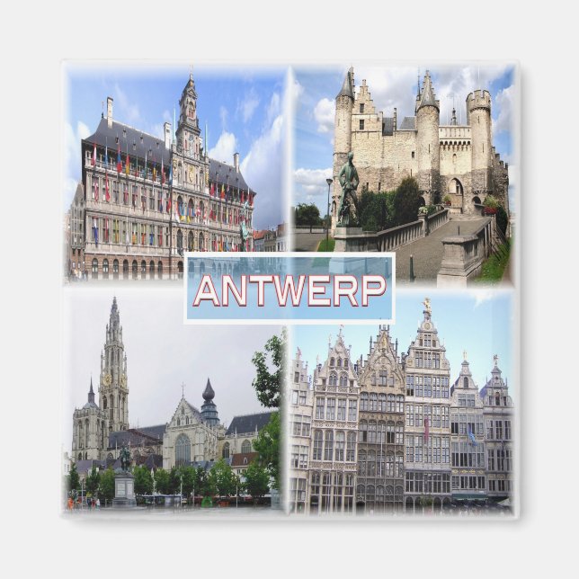 Aimant Rif. BE Anvers, Stadhuis, Het Steen, Frigo (Devant)