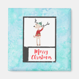 Aimant Rindeer De Noël Dans Un Gros Chaud