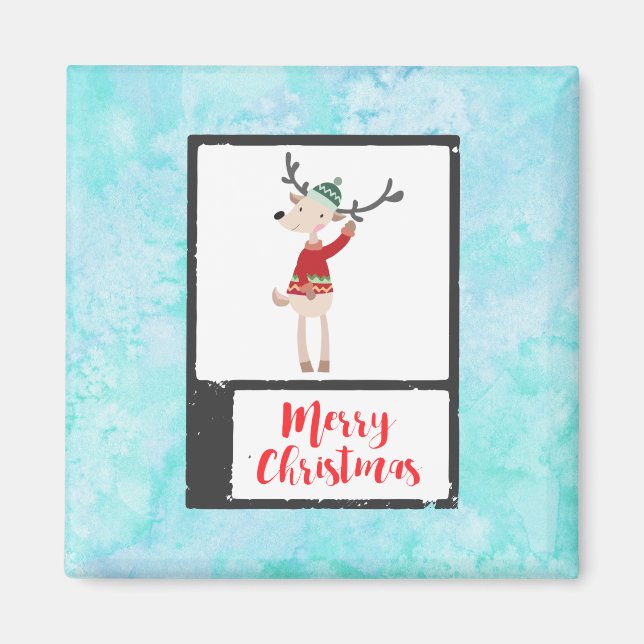 Aimant Rindeer De Noël Dans Un Gros Chaud (Devant)