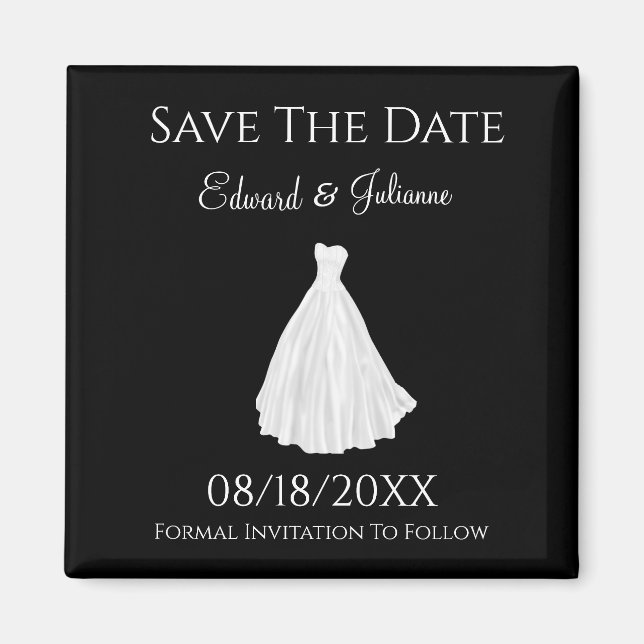 Aimant Robe mariage Enregistrer la date (Devant)
