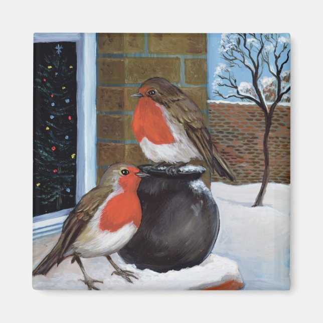 Aimant Robins dans la neige (Devant)