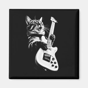 Aimant Rock Chat Jouer Guitare - Funny Guitare Chat 1