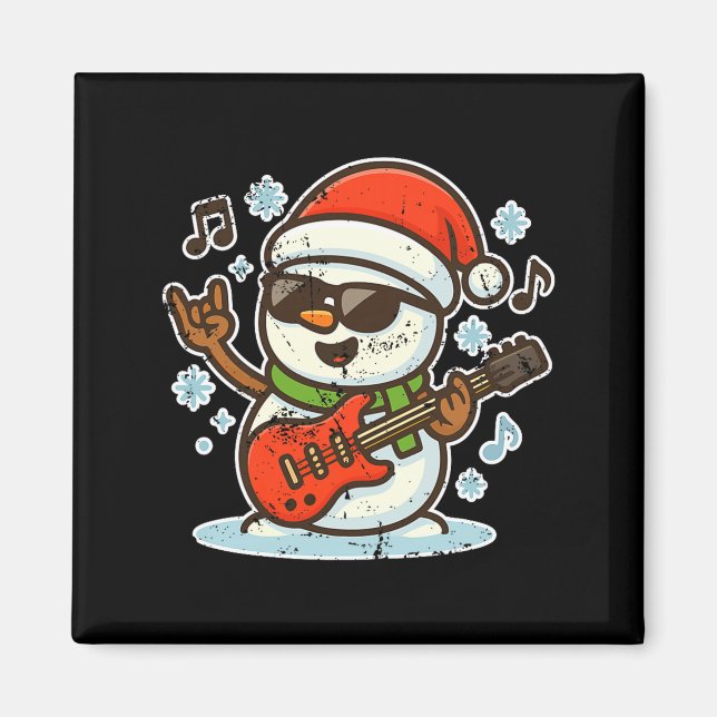 Aimant Rock Snowman With Guitar Premium Tri-blend  (Devant)