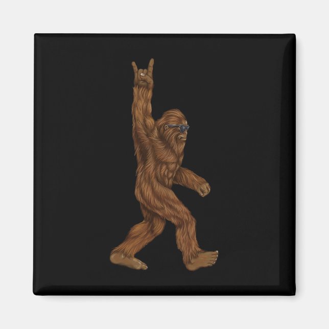 Aimant Rock Sur Bigfoot Sasquatch Aime Rock Et Roll Sung (Devant)