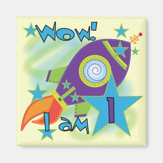 Aimant Rocket Ship 1er Anniversaire Tshirts et cadeaux (Devant)