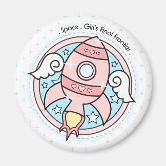 Aimant Rocketship fille rose