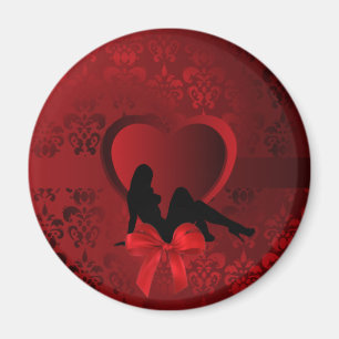 Aimant Romantic woman on red damask
