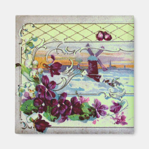 Aimant ROMANTICA Paysage d'hiver,Pensées,Tourbillons flor