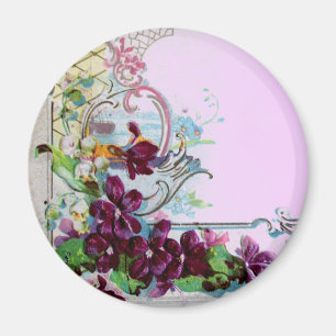 Aimant ROMANTICA Tourbillons Floraux aux Pensées Lilas Po