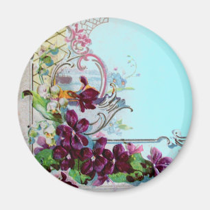 Aimant ROMANTICA Tourbillons Floraux Pansies Violettes, B