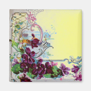 Aimant ROMANTICA Tourbillons Floraux Pansies Violettes Ja