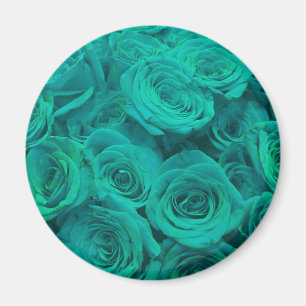 Aimant Romantique élégant turquoise - roses verts