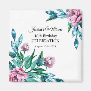 Aimant Romantique Feminine Floral 40e anniversaire