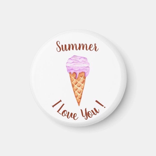 Aimant Romantique Je t'aime Crème de glace Anniversaire M (Devant)