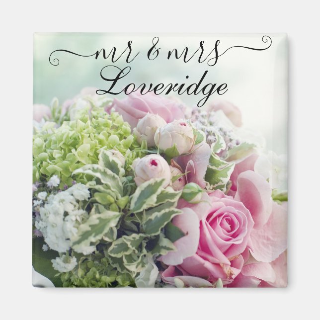 Aimant Romantique M. & Mme Pink Rose Rose Rose Floral Mar (Devant)