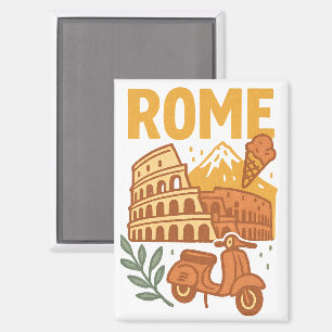 Aimant Rome Italie Colisée Dessiné à la Main Minimaliste