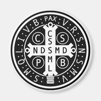 Aimant rond avec médaille de saint Benoît, toutes